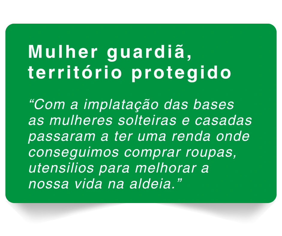 Mulher guardiã dando depoimento para o Instituto Vozes da Floresta