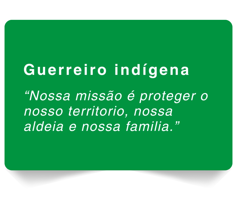 Guerreiro indígena dando depoimento para o Instituto Vozes da Floresta